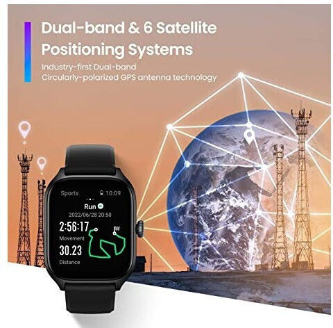 Amazfit GTS 4 Aluminium 43mm Wasserdicht Smartwatch mit Pulsmesser (Infinite Black)