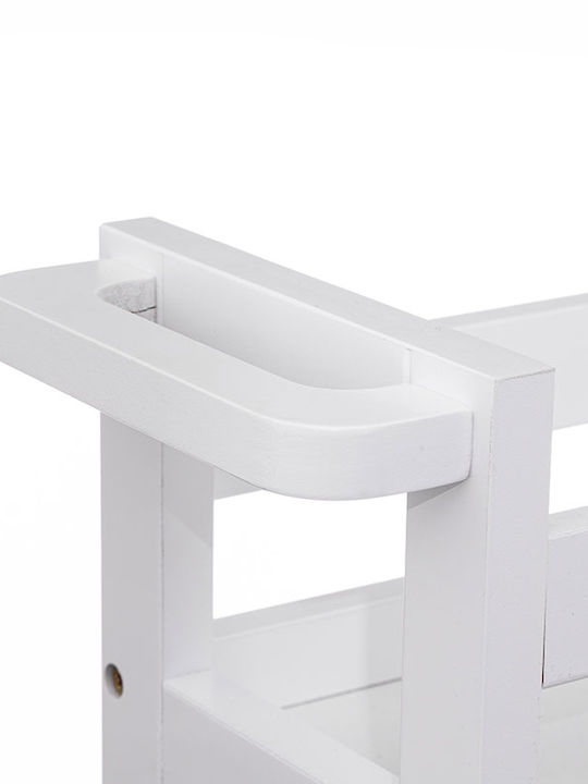 5Five Kitchen Trolley Wooden White 3 Slots 40x15x75cm