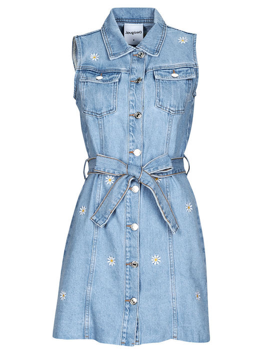 Virginnie Sommer Mini Hemdkleid Kleid Blau