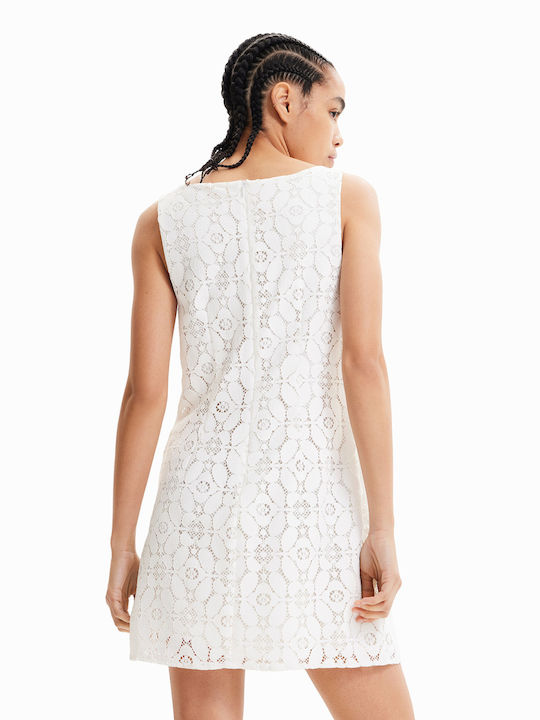 Desigual Mini All Day Φόρεμα Αμάνικο Λευκό