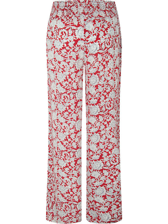 Birdy Women's Fabric Trousers Floral Red
