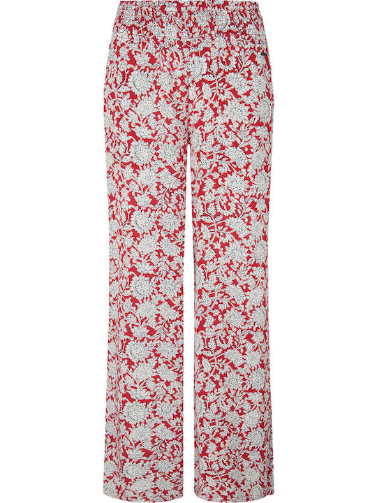 Birdy Women's Fabric Trousers Floral Red