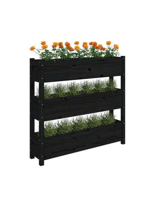 vidaXL Blumenkasten Hölzernes Schwarz 112x25x104.5cm.