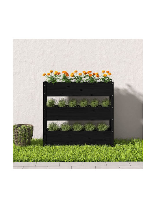 vidaXL Blumenkasten Hölzernes Schwarz 112x25x104.5cm.