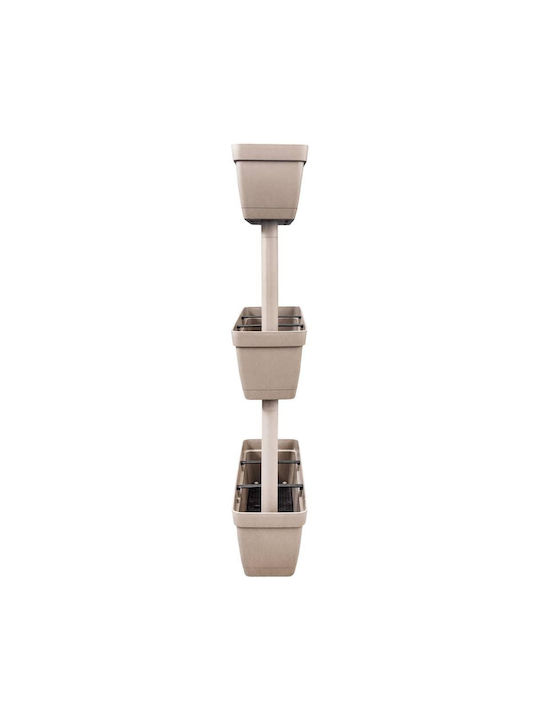 vidaXL Set of 6 Plastic Planters Taupe