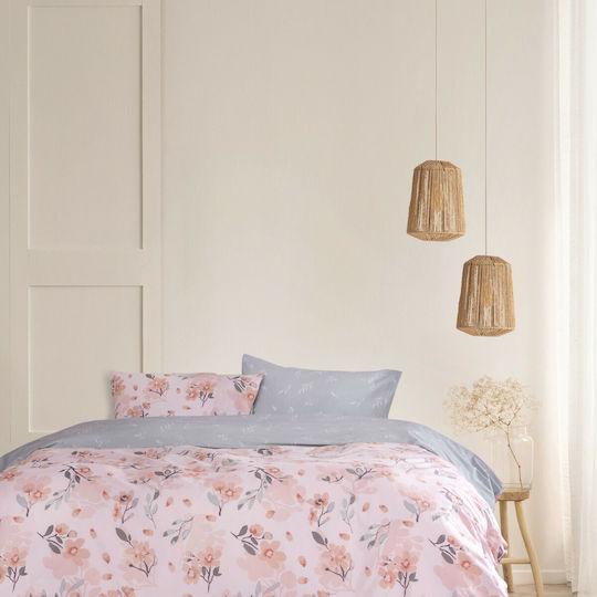 Kocoon Flor Cuvertură Extra-dublu Bumbac Roz 220x245cm