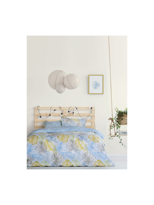 Kocoon Mostera Coverlet Queen Size from Cotton & Polyester Blue 220x240cm