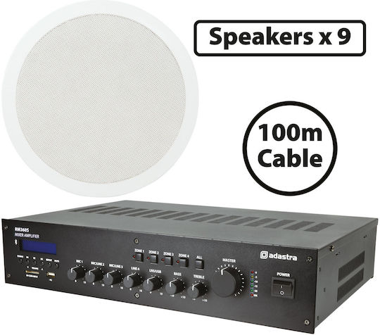Adastra 9*CC8V+RM360S Σετ Ηχεία Εγκαταστάσεων 360W με Bluetooth Λευκά 300.066UK
