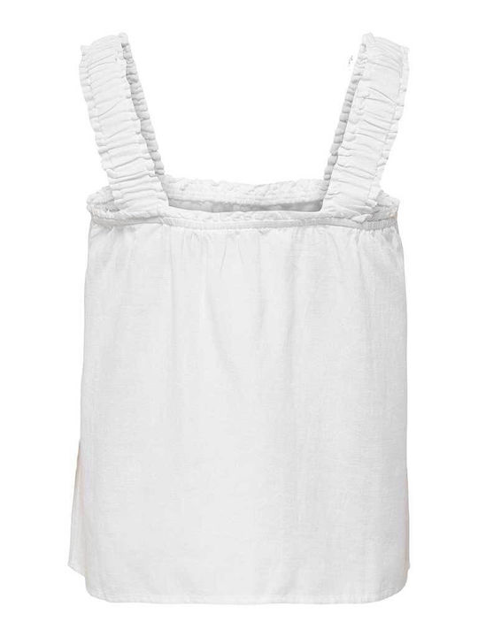 Only Summer Women's Linen Blouse Sleeveless White