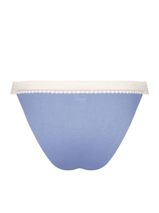 Go Ribbed H Tanga Femeie Slip Albastru deschis