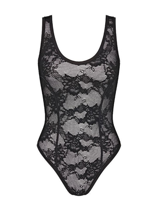 Smart Frauen Bodysuit mit Spitze Schwarz