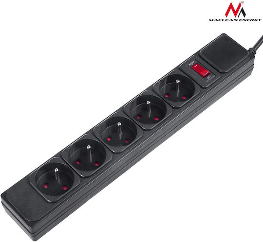 Maclean Energy Power Strip 5 Positions with Switch and Cable 1.5m