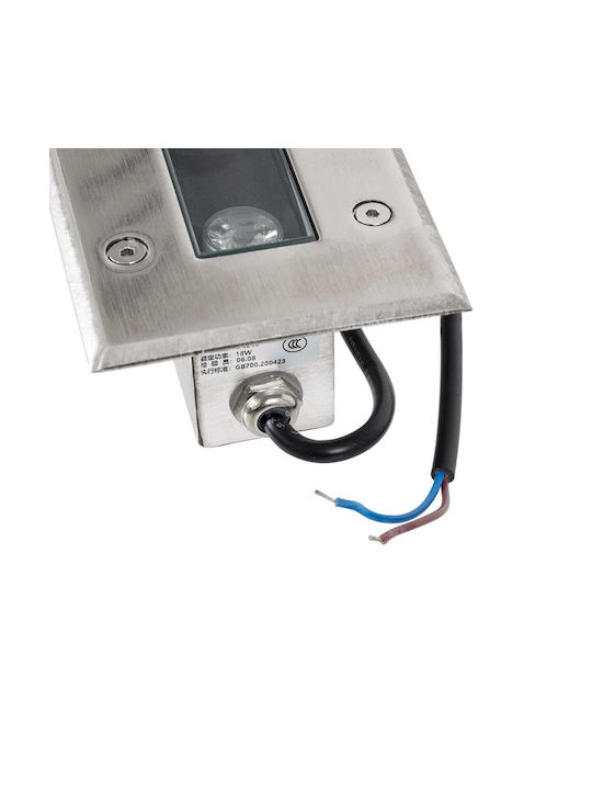 GloboStar Undergroundremvi Outdoor Floor Lamp LED Wall Washer 18W with Blue Light IP68 Silver