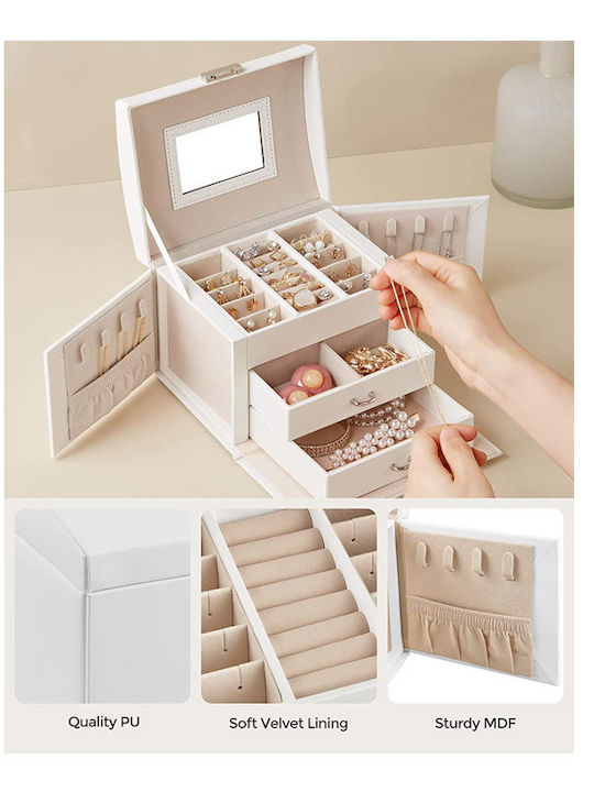 Songmics Jewellery Box Velvet White 13.8x17.7x13.5cm Songmics Jewellery Box Velvet White 13.8x17.7x13.5cm