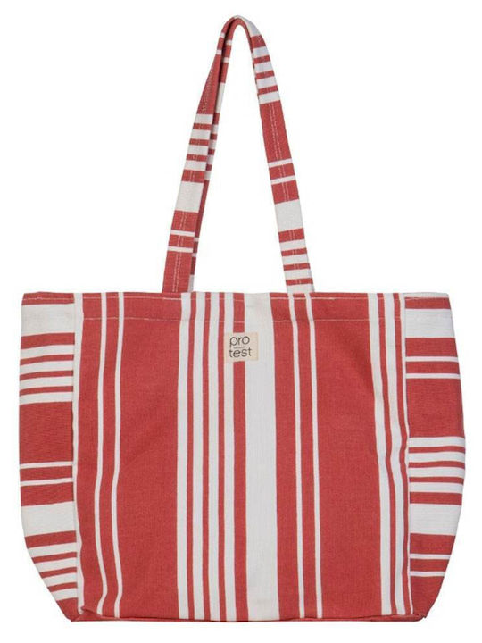 Protest Fabric Beach Bag Red with Stripes