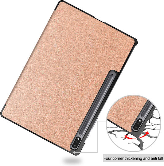 Sonique Flip Cover Ανθεκτική Ροζ Χρυσή (Galaxy Tab S7 FE)