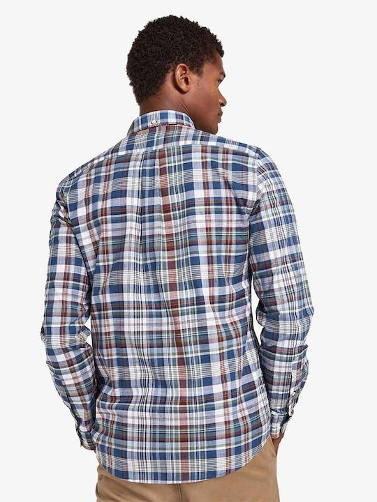 Barbour Men's Shirt Long Sleeve Cotton Checked Blue