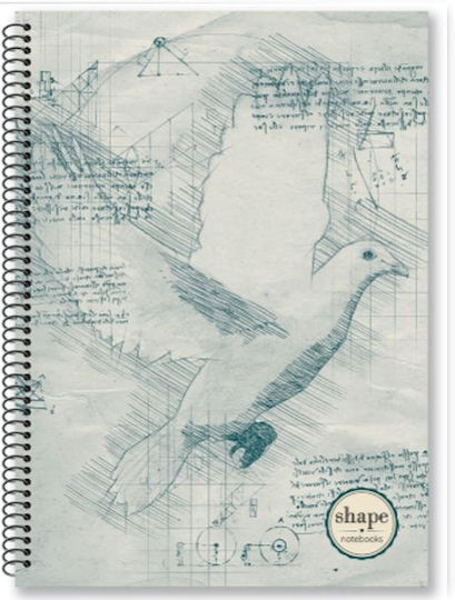 Shape Notebooks Spiral Notebook Ruled A4 60 Sheets 2 Subjects Leonardo 1pcs (Μiscellaneous Designs/Colors)