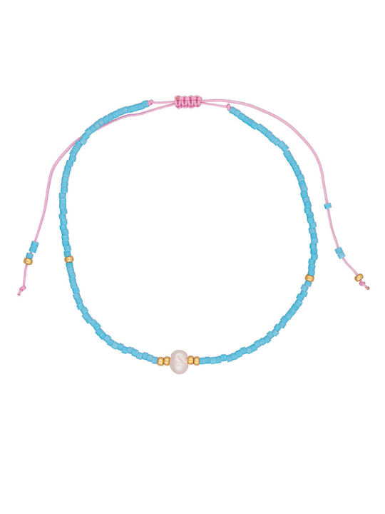 Excite-Fashion Bracelet Anklet Macrame made of Cord with Pearls