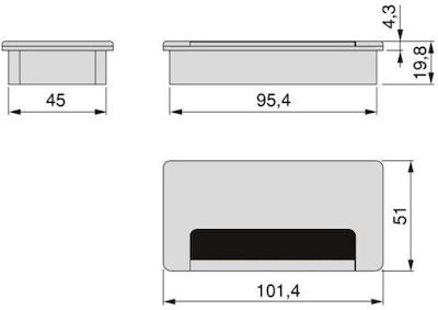 Emuca Plasquare 2 Desk Grommet Black