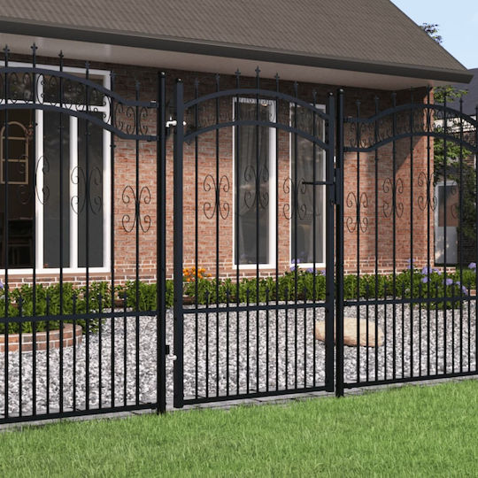 vidaXL Poartă de Gard din Metal cu Garduri în Culoarea Negru 2.0x1.03m