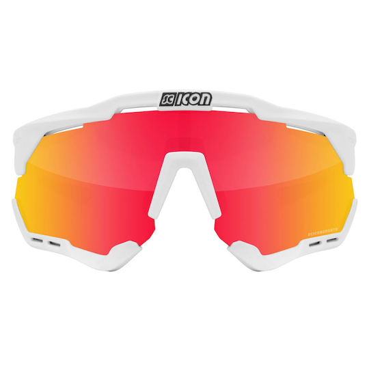 Scicon Cycling Glasses with White Frame & Mirror Lenses