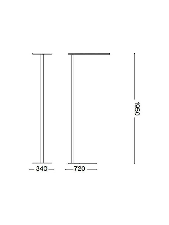 Ideal Lux Comfort LED Floor Lamp H195xW50cm. with Natural White Light 10600lm Black