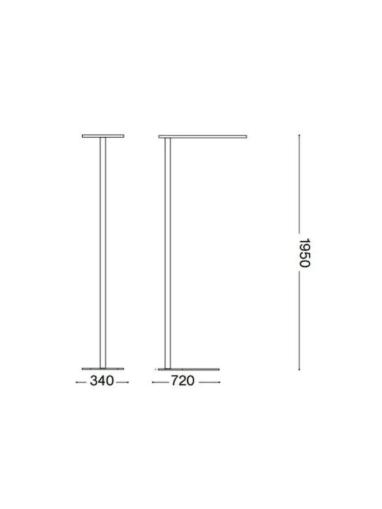 Ideal Lux Comfort LED Floor Lamp H195xW50cm. with Warm White Light 10300lm Black
