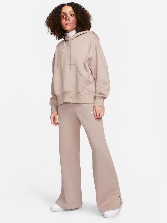 Sportswear High Waist Sweatpants Wide Fleece Beige