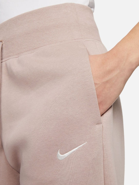 Sportswear High Waist Sweatpants Wide Fleece Beige