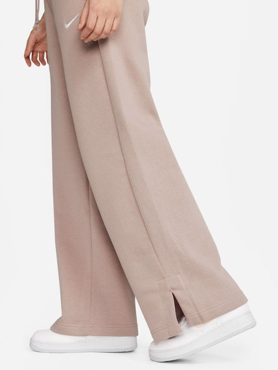 Sportswear High Waist Sweatpants Wide Fleece Beige