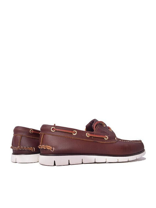 823-10 Δερμάτινα Ανδρικά Boat Shoes σε Καφέ Χρώμα