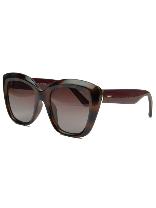 Invu Women's Sunglasses with Brown Plastic Frame and Brown Lens B2311B