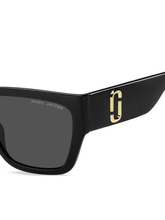 Marc Jacobs Ochelari De Soare Pentru Femei Cu Ramă Neagră Din Plastic Și Lentile Gri Degrade