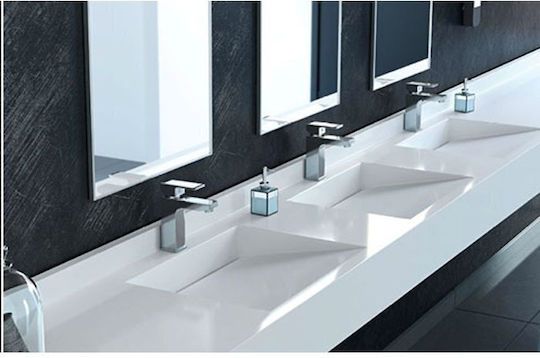 Sanitec Matrix Triple An der Wand montiert Wandhängendes / Eingelassenes Waschbecken Porzellan 250x52x6cm Gray