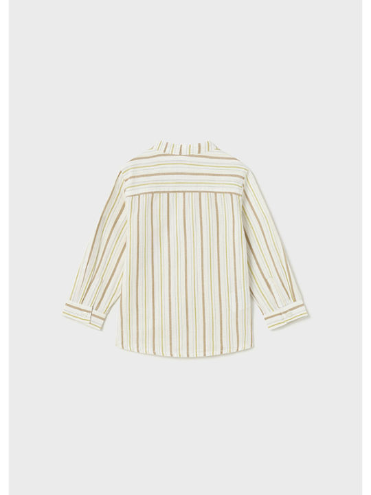 Mayoral Kids Striped Linen Shirt Beige 23-01114-074