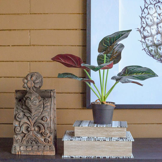 Изкуствено растение в саксийка Alocasia Green 35см 2бр Artekko