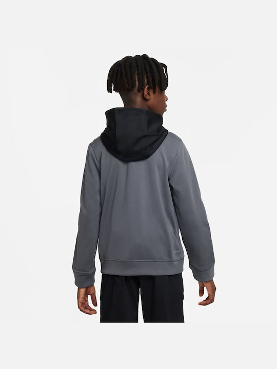 Nike Boys Athleisure Hooded Sweatshirt Repeat with Zipper Gray