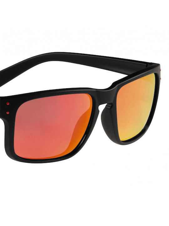 Alpina Kosmic Men's Sunglasses with Black Plastic Frame and Orange Mirror Lens A857035