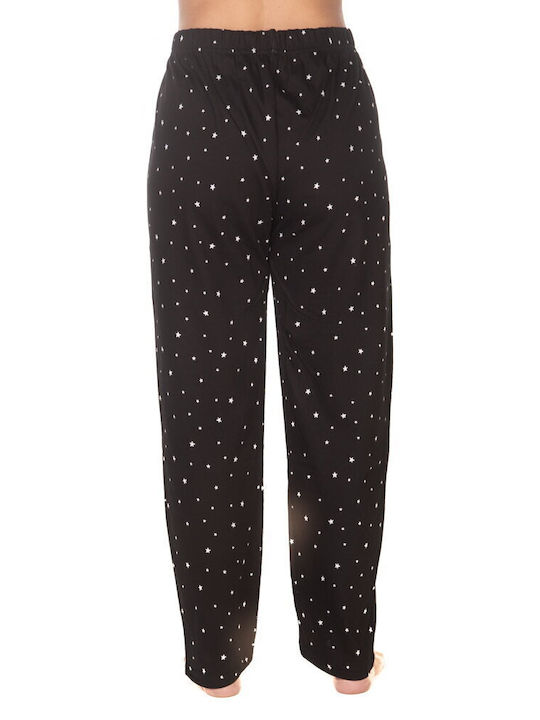 Comfort Χειμερινό Γυναικείο Παντελόνι Πιτζάμας Μαύρο Plus Size