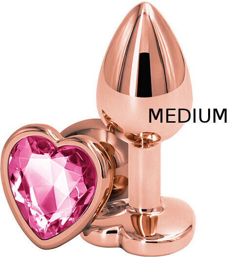 Ns Novelties Rear Assets Rose Gold Heart Анална тапа Среден Pink 8.2см