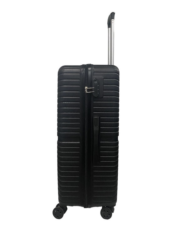 Ormi AL-New Large Hard Black Suitcase with 4 Wheels Height 75cm