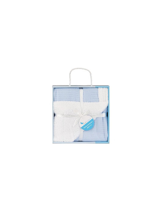 Interbaby Κουβέρτα Αγκαλιάς & Λίκνου Bee Nest Μπλε 80x110εκ.