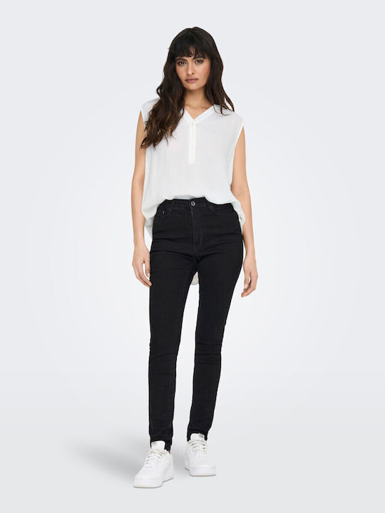 Women's Summer Blouse Sleeveless with V Neckline Cloud Dancer