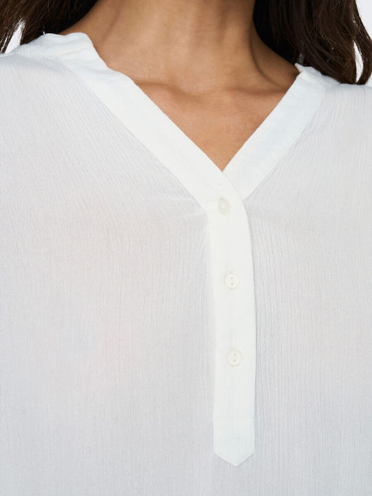 Women's Summer Blouse Sleeveless with V Neckline Cloud Dancer