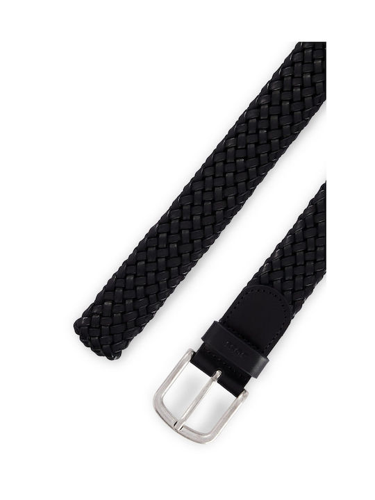 Hugo Boss Men's Knitted Leather Belt Black