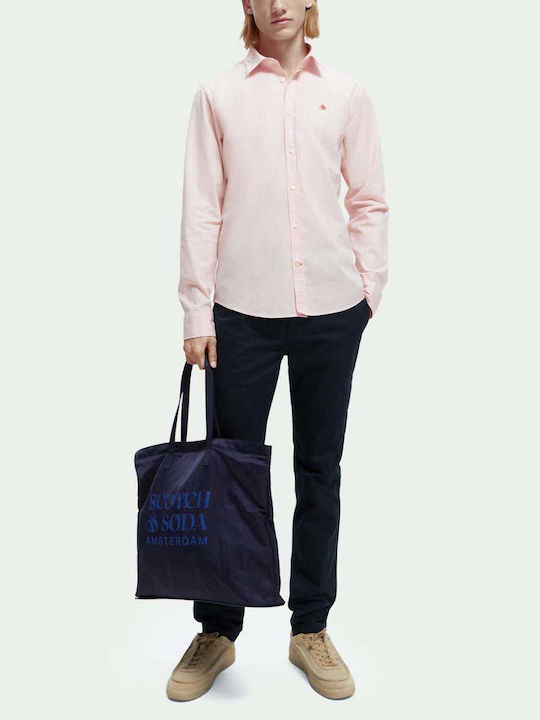 Scotch & Soda Men's Shirt Long Sleeve Cotton Pink