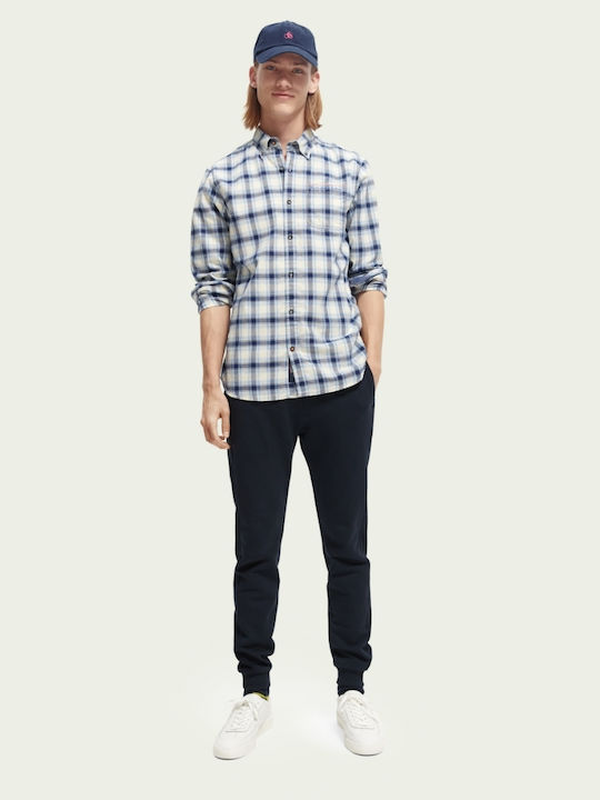 Scotch & Soda Herrenhemd Langärmelig Flanell Geprüft Blau