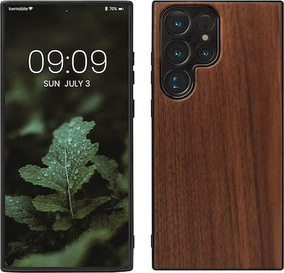 KWmobile Umschlag Rückseite Hölzernes / Silikon Dark Brown / Walnut (Galaxy S23 Ultra) 60296.18