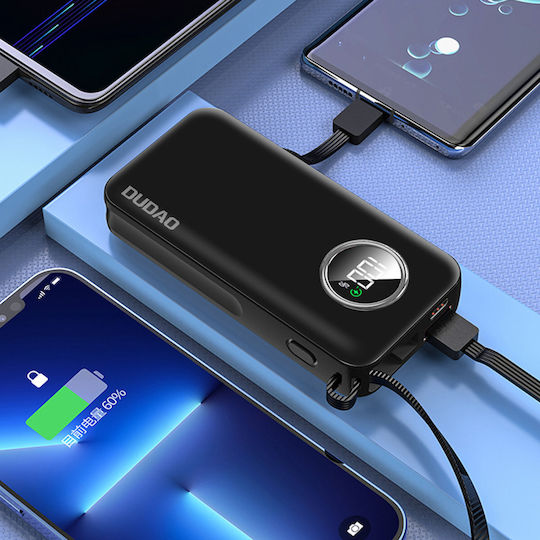 Dudao K15 sB Външна Батерия 10000mAh 22.5W с USB-A Изходен Порт и USB-C Изходен Порт Power Delivery Черна